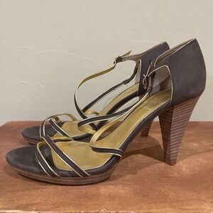 J. Crew 9.5 Made Italy‎ Soleil Nubuck Platform Cone Heels Strappy Party Festive
